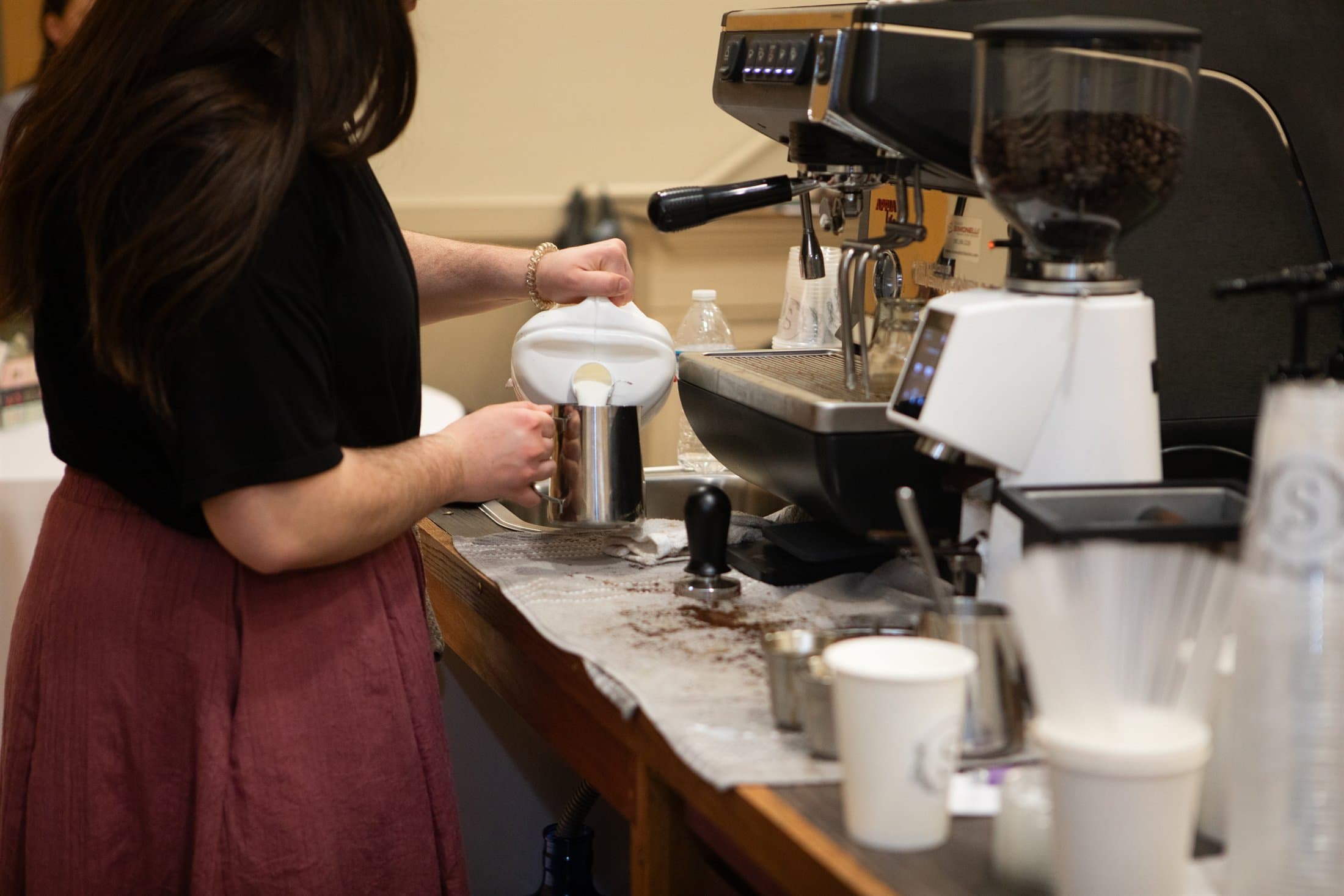 Coffee bar service with smiling guests
